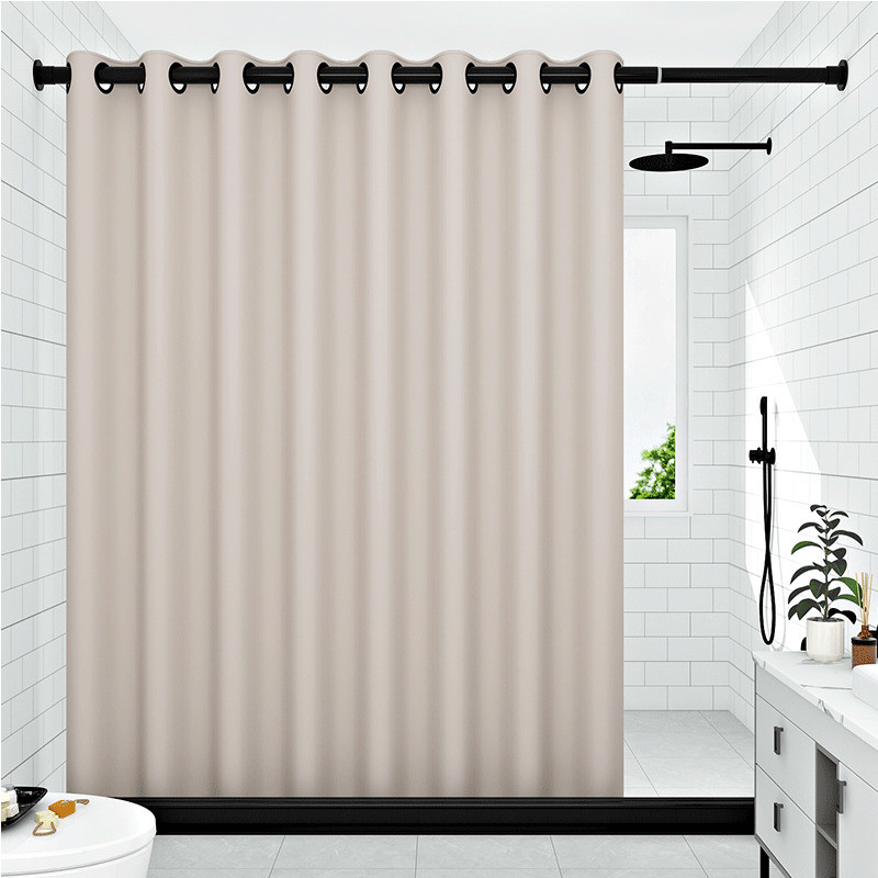 Punch-free bathroom shower curtain magnetic set Roman hole waterproof and mildew-proof curtain bathroom dry and wet separation partition curtain