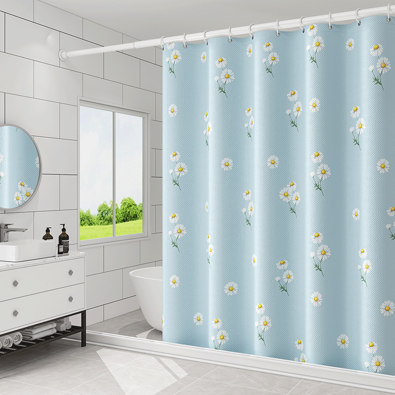 Free Punch Dry Wet Separation Magnetic Bath Curtain Suit Makeup Room Warm Waterproof Cloth Bathroom Bath Shower Curtain-proof hanging cloth