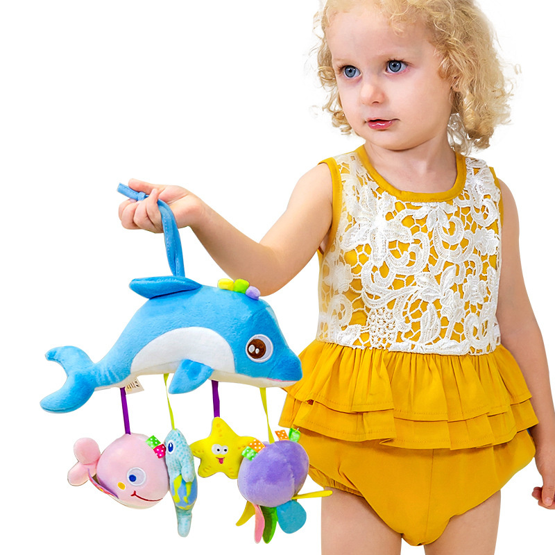 0-1-year-old stroller pendant animal crossbar headboard music bell appeasement plush rocking bell baby crib hanging puzzle toy