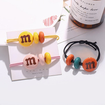 m bean candy color pony tail rubber band girl hair rope simple Net red tie hair Hairband head rope leather cover hair accessories women