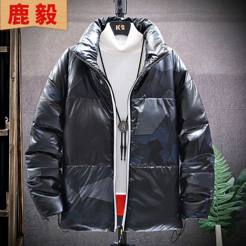 鹿毅1外套男冬季加厚韩版修身2019新款潮流立领棉服棉袄帅气棉衣