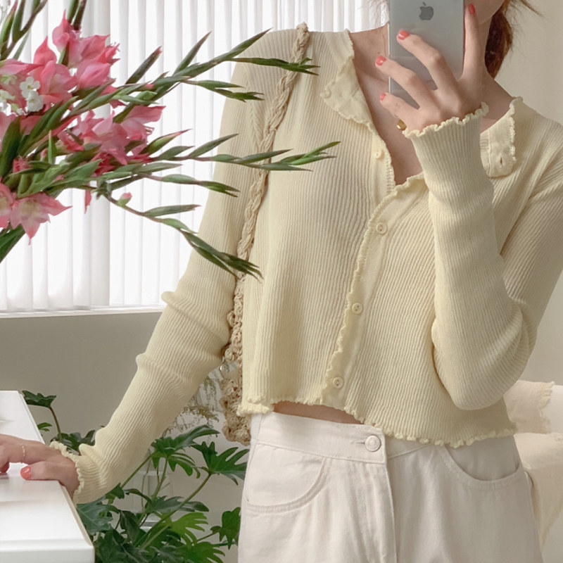 Sunscreen Ice Silk Summer Extras Long Sleeves Small Cardiovert Women Slim bm Knitted Sweatshirt Shorts Slim and gentle Wind blouses