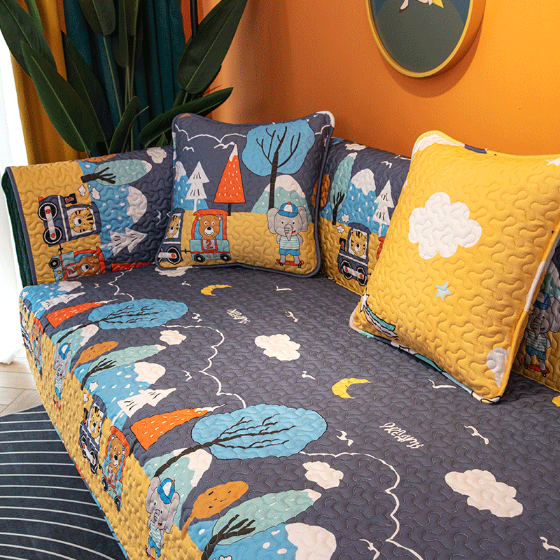 Nordic minimal cute sofa pad four seasons of pure cotton fabric anti-slip cushion winter general modern sofa cover
