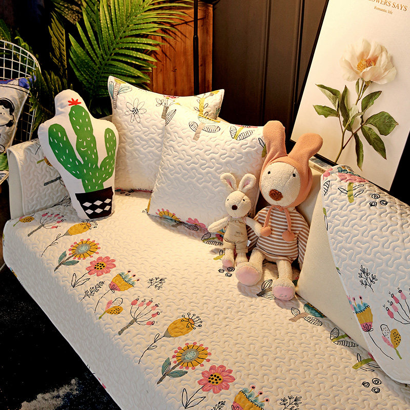 Modern minimalist living-room full cotton sofa cushion Four seasons universal Nordic anti-slip cloth Art pure cotton sofa cover full cover towels