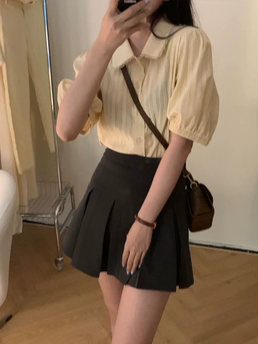 Летняя кукла, дышащая рубашка, дизайнерская тонкая футболка, кукольный воротник, короткий рукав, тренд сезона