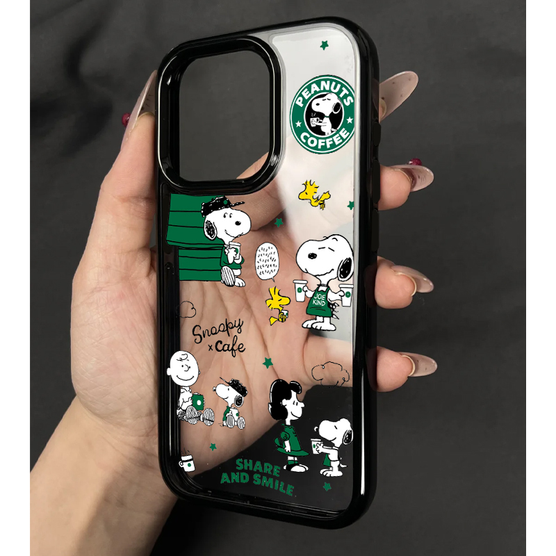 Cartoon Cute Coffee Snoopy Charlie Phone Case Suitable for Apple 15Promax New Iphone16Promax Anti-Fall 14Pro Full Cover 13 Soft Edge Acrylic 16Pro Transparent Women's Model Cartoon Cute Coffee Snoopy Charlie Phone Case Suitable for Apple 15Promax New Iphone16Promax Anti-Fall 14Pro Full Cover 13 Soft Edge Acrylic 16Pro Transparent Women's Model