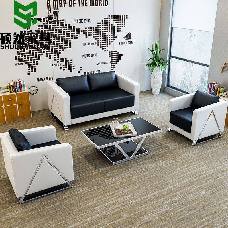 Light luxury office sofa three-person simple small company sofa coffee table combination business reception office sofa