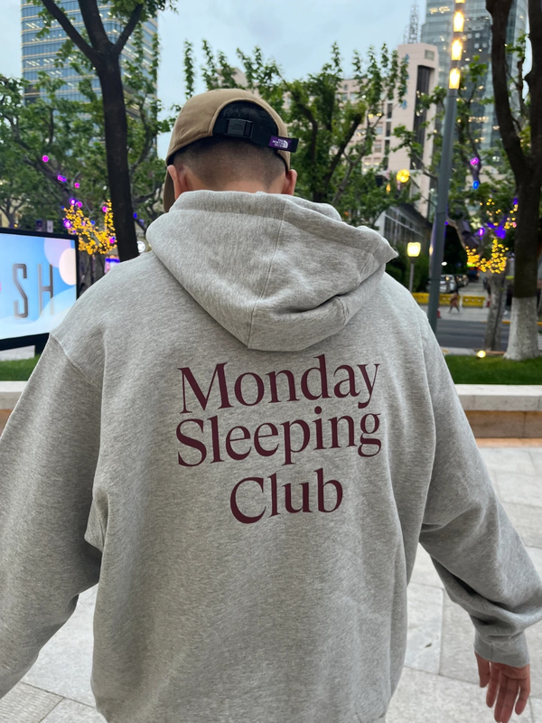 Sleepingclub Monday Sleep Club Standard Printed Loose Hooded Sweatshirt Loose Cotton Hoodie for Men and Women