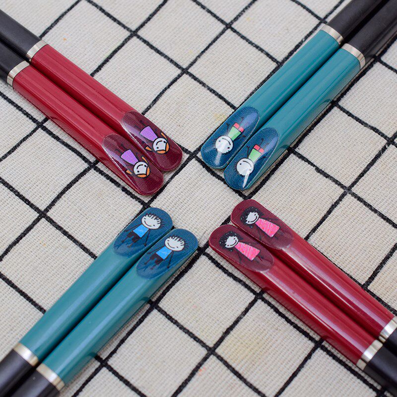 Family portrait chopsticks family of four family use chopsticks one person one color alloy 4 people suit parent-child mark number