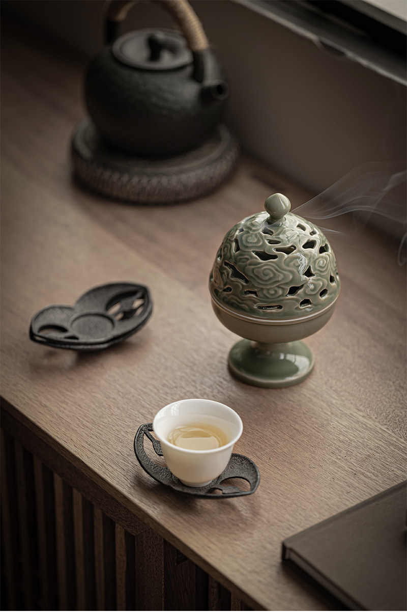 觀云復古中式浮雕香爐香道用具入門套裝純銅香篆打篆沉檀香塔香爐|茶道