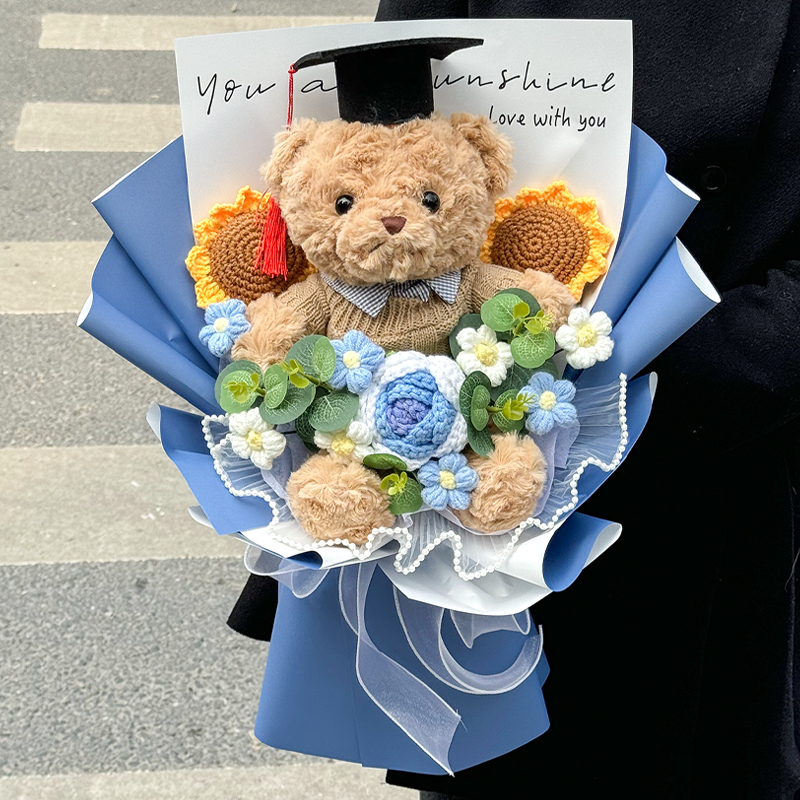 クリエイティブでかわいい卒業式用ブーケギフト、かわいいクマの人形、女の子と男の子のための大学入試用ギフト