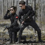 Дорожный камуфляжный летний черный дышащий тактический комплект, короткий рукав