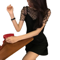 French mesh suspender dress for ladies sweet gentle first love temperament scheming little black skirt