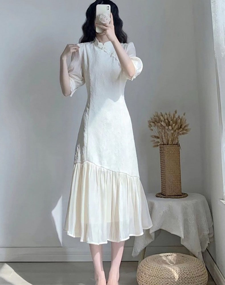 2025 new collection: modern chinese style qipao dress for young women,  high-end elegant chiffon maxi
