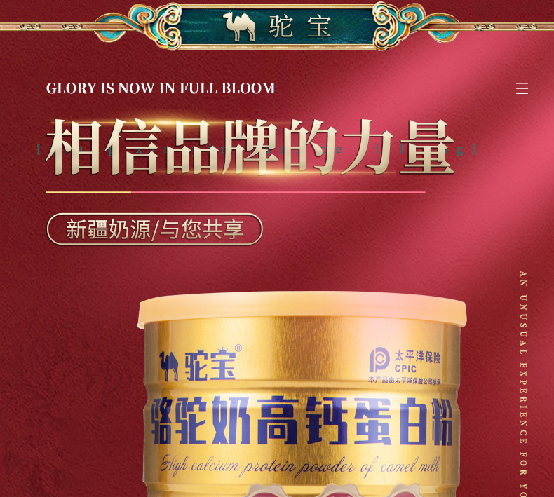 【方青卓代言】益生菌高钙骆驼奶粉300g