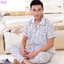 Mùa hè quần ngắn tay bông trung niên mens pajama đồ ngủ mặc symmy bộ mens nhà hai mảnh bộ. 