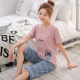 . Pyjama phù hợp ngắn womens mùa hè ngắn tay áo chùng dòng bông lớn phụ nữ kích thước lỏng lẻo có thể mặc quần áo về nhà.