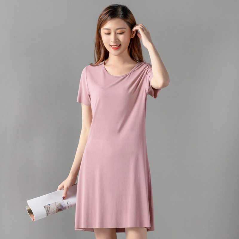 Undesamed Modale womens ngắn tay váy đáy trong một kích thước dài alse lớn lỏng mỏng váy pajama váy nhà váy.