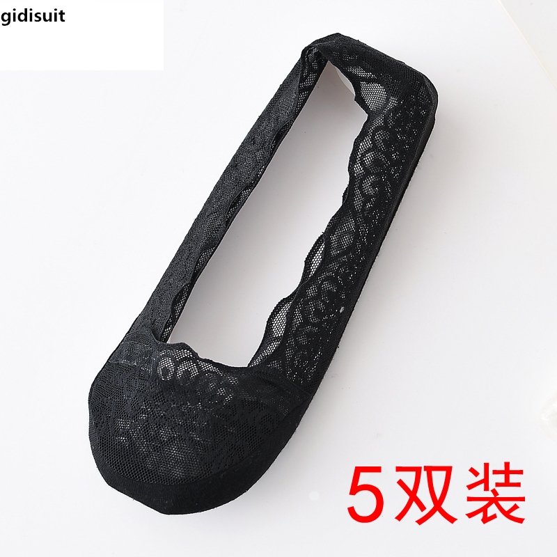 5 cặp vớ phụ nữ ren thuyền vớ cạn đáy miệng vớ vô hình silicone trượt mùa hè vớ mỏng mùa hè.