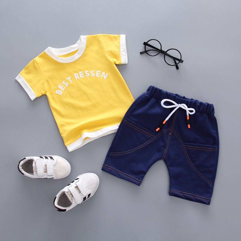 quần áo trẻ em trai mùa hè ngắn tay thiết lập năm 2020 cậu bé mới bé 0-3 tuổi hai mảnh quần áo trẻ em thủy triều.