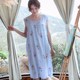 Mùa hè Hàn Quốc phiên bản của mùa hè cotton lụa đồ ngủ womens váy dài tăng kích thước của tay mùa hè lụa nhân tạo nhà quần áo.