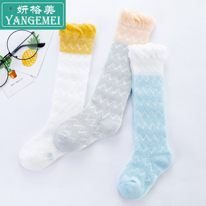 Bé vớ cotton mùa xuân hè lưới mỏng mắt chống muỗi vớ tay áo cao so với nam đầu gối và nữ vớ trẻ sơ sinh.