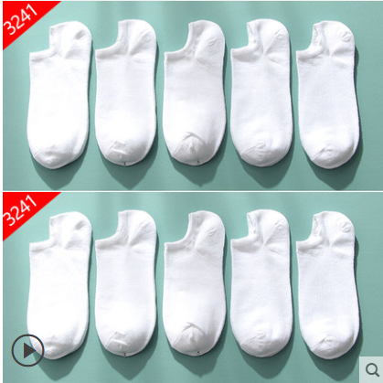 Trắng Socks Mens Socks Summer Light-miệng thể thao A-màu cotton ngắn quần short Student thấp Trợ giúp Stealth Thuyền Socks.