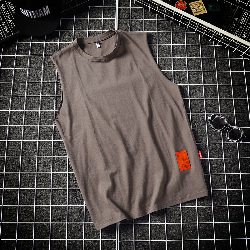 thủy triều vest thể thao xu hướng tay t-shirt vai béo mặc thể dục mùa hè của nam giới mất sự gia tăng mỡ mã