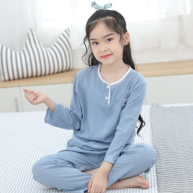 Childrens lụa bông đồ ngủ mùa hè bé trai bé trai mặc bé trai quần áo bé phù hợp với cô gái quần áo lụa nhà máy lạnh mỏng.