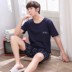 Mens đồ ngủ mùa hè bông ngắn tay mùa hè mens trẻ vest quần short cotton phù hợp với gia đình cộng với kích thước. 