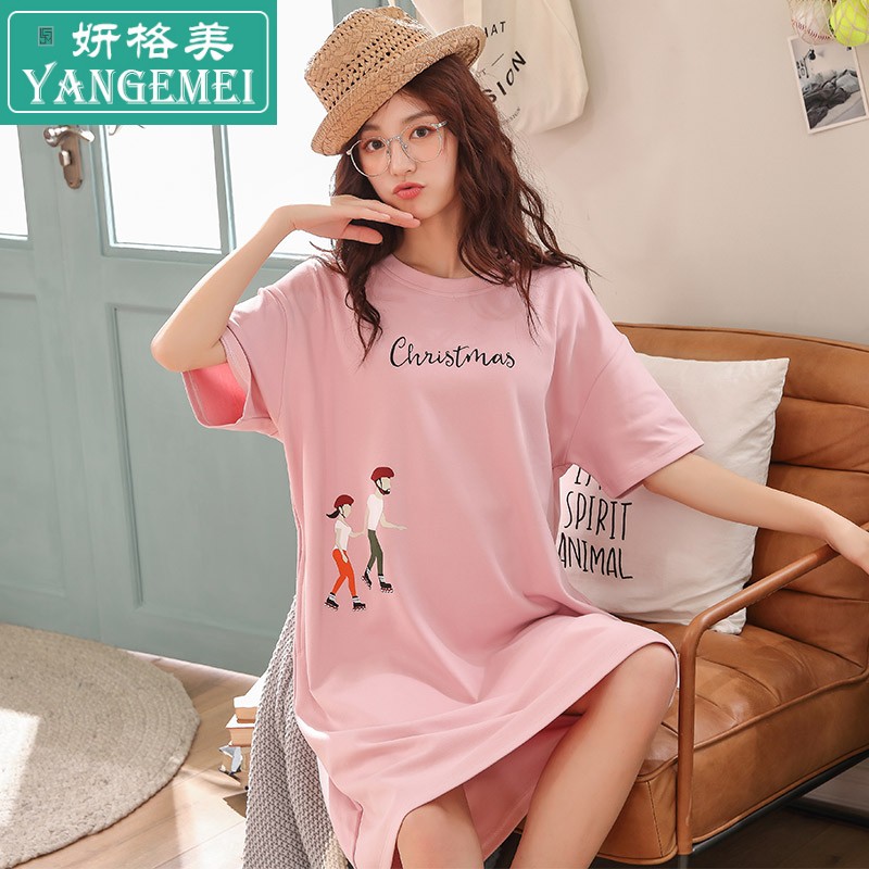 Pajama phụ nữ bông mùa hè Hàn Quốc phiên bản của bộ đồ ngủ sinh viên tươi nữ lỏng lẻo có thể mặc womens thai nhà quần áo váy pajama ngọt ngào.