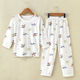 Childrens pajama set mùa hè sợi mỏng tre dài tay điều hòa không khí quần áo bé trai quần áo nhà trai và chàng trai trẻ trung niên.