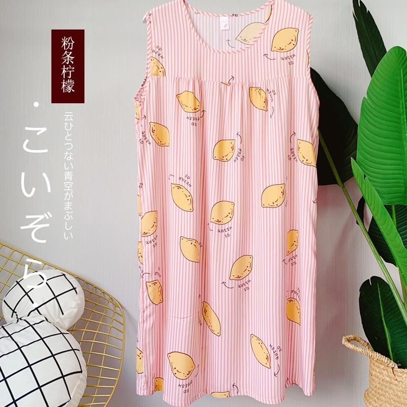 Mùa hè Hàn Quốc phiên bản của mùa hè cotton lụa đồ ngủ womens váy dài tăng kích thước của tay mùa hè lụa nhân tạo nhà quần áo.