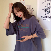 Ancient girl short sleeve T-shirt female loose Korean version of ins tide Harajuku bf lazy wind Joker chic top