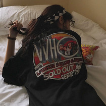 Cotton short-sleeved T-shirt female loose Korean version of Joker bf Harajuku lazy Hong Kong flavor pop tide ins Net red clothes