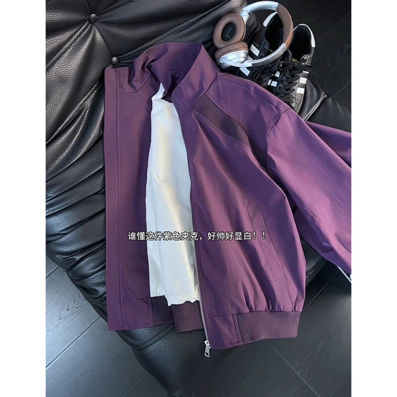 American Retro Pilot Jacket Men's Autumn Loose Casual Stand-Up Collar Workwear Patchwork Jacket Short Style American Retro Pilot Jacket Men's Autumn Loose Casual Stand-Up Collar Workwear Patchwork Jacket Short Style