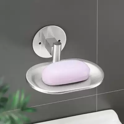 Stainless steel fat soap box Adhesive wall-mounted powder room bathroom punch-free fat soap rack creative drain incense box