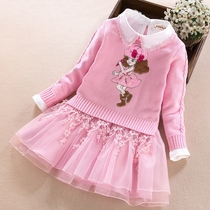 Girls dress 2021 spring and autumn new girl dress baby foreign style fashion princess dress two-piece childrens clothing lapel