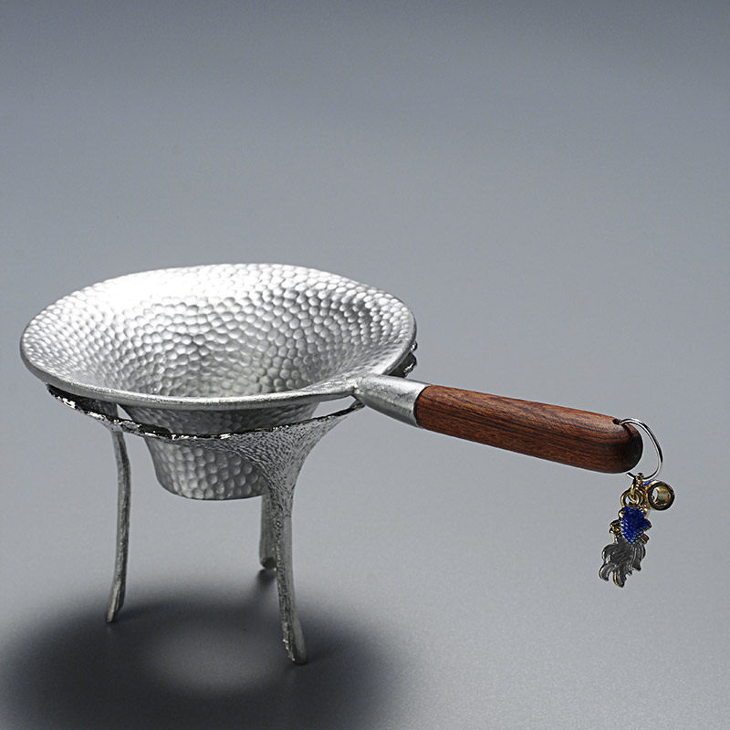 Pure Tin 925 Silver Handmade Tea Leak Tea Duct Accessories Creative Home Tea Filter Kung Fu Bubble Fine Pore Tea Funnel
