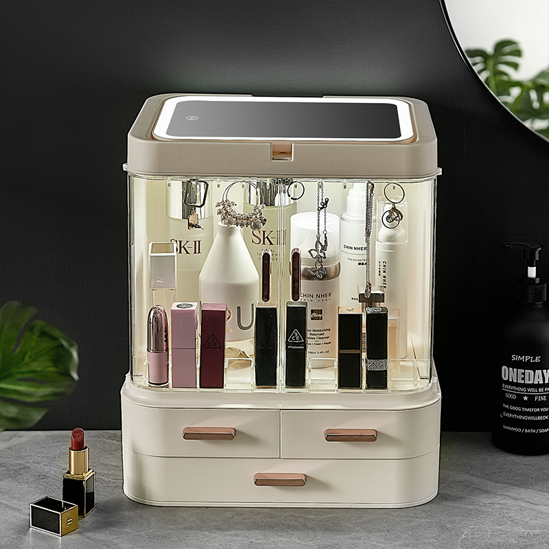 Mask containing box dust-proof transparent with cover table Divine Instrumental Dorm Cosmetics Online Red Makeup Table Finishing Racks