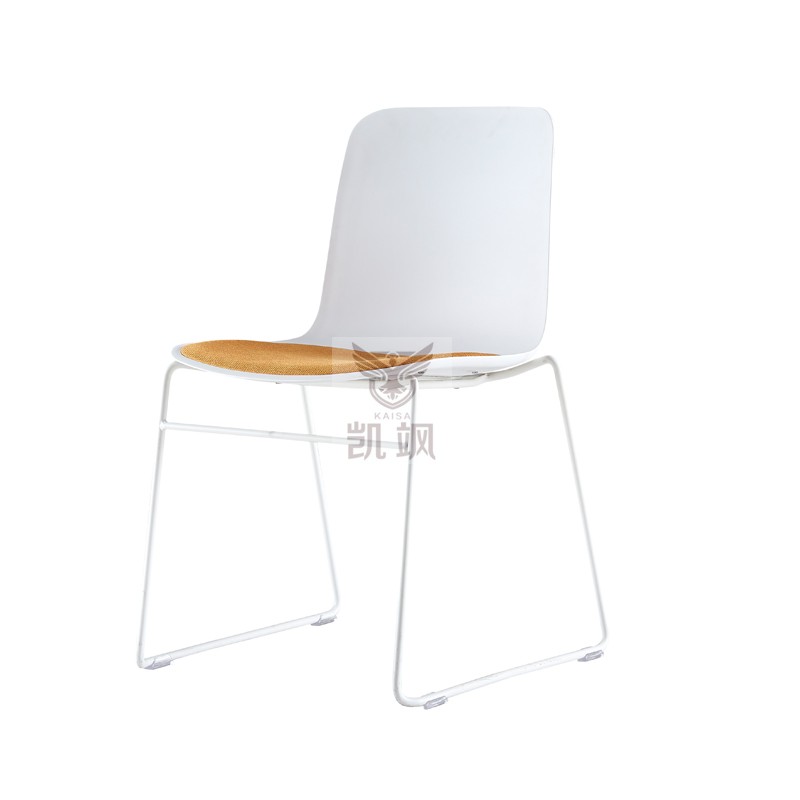 Kai Sa simple conference chair stacking staff chair White backrest reception chair Sled frame office chair PP negotiation chair