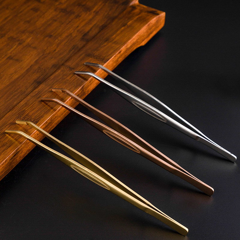 Wooden tea clip Stainless steel tea cup clip Tweezers Tea set accessories clip tea cup clip Copper tea clip Tea knife