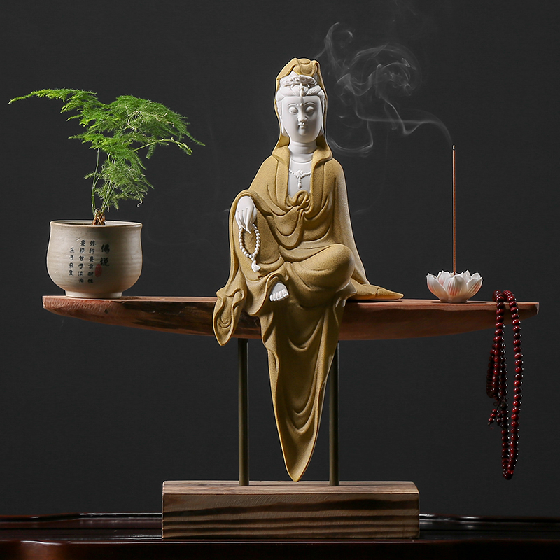 Shou Tao people new Chinese Zen ornaments Guanyin Bodhisattva Buddha statue home living room porch desktop crafts decoration