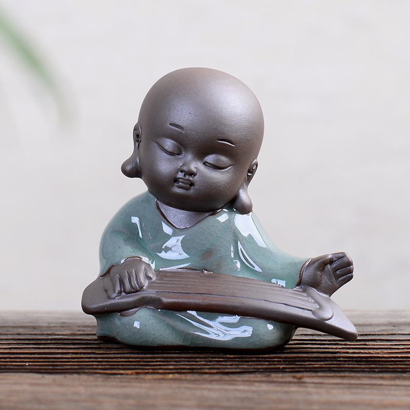 Goalkeeper Chinese Zen Serie Gkiln Chess Calligraphy And Calligraphy Small Monk Creative Purple Sand Home Gardening Ornament Small Pendulum