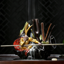Shou Tao Ren Zisha tea set accessories creative home reverse incense Great Sage return tea ceremony six gentlemen 6 sets of ornaments
