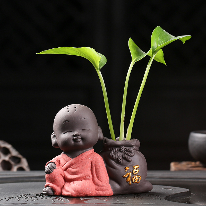 Goalkeeper Purple Sand Tea Spotting Piece Boutique can raise small monk hydroponic creativity Cute Decoration Zen tea Road Accessories-Taobao