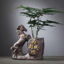Shou Tao Man Ma to success ceramic flower pot creative ornaments Chinese home vase flower green plant desktop decorations