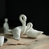 Shou Tao people new Chinese ceramic ornaments Little Swan home living room porch office desktop decoration crafts