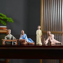 Shou Tao people Zen Chinese historical figures ceramic small ornaments living room study bookcase Bo ancient shelf decorations decoration