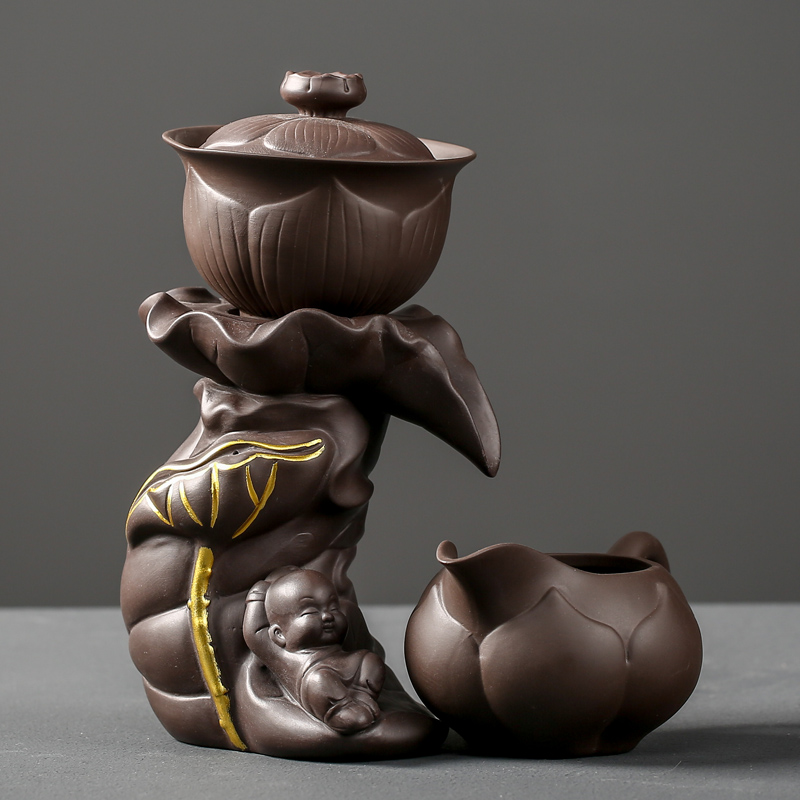 Tao-tao creative personality Purple sand lazy tea brewery semi-automatic kung fu tea accessories tea filter